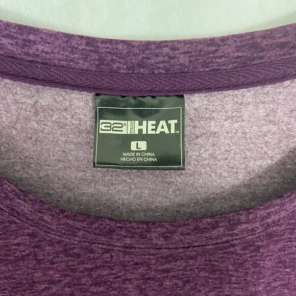 32 Degrees Heat Women's Fleece Sweater Top Size L Heathered Purple Long Sleeve - Picture 8 of 10
